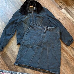 Fad1972 Faded glory 8/10 skirt and jacket set Jean with fur